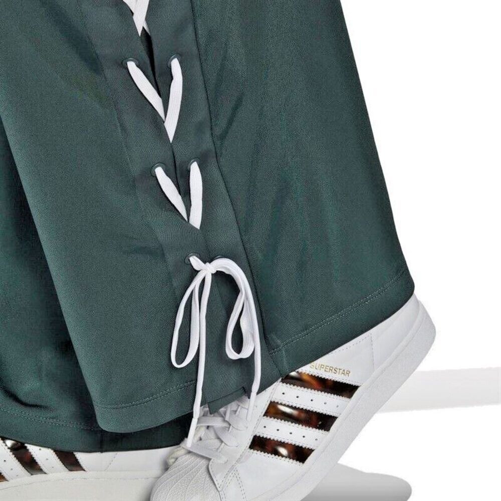 Adidas women's Plus Size Wide-Leg Pant Lace up Drawstring- Mineral Dark Green 1X - Picture 3 of 11